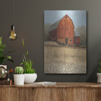 Luxe Metal Art 'Red Barn View I' by Tim O'Toole, Metal Wall Art,12x16
