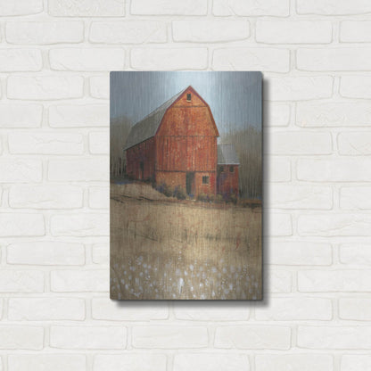 Luxe Metal Art 'Red Barn View I' by Tim O'Toole, Metal Wall Art,16x24