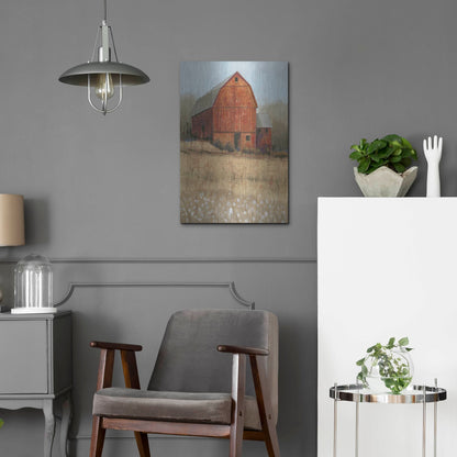 Luxe Metal Art 'Red Barn View I' by Tim O'Toole, Metal Wall Art,16x24