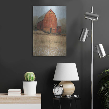 Luxe Metal Art 'Red Barn View I' by Tim O'Toole, Metal Wall Art,16x24