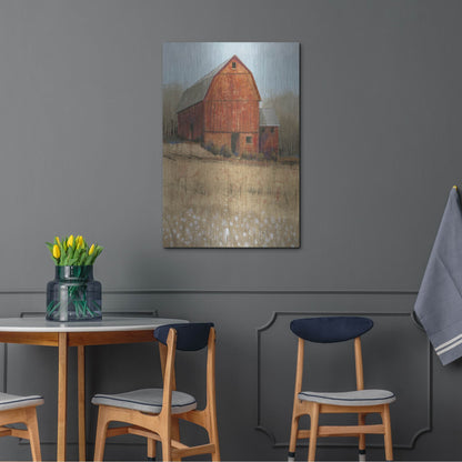 Luxe Metal Art 'Red Barn View I' by Tim O'Toole, Metal Wall Art,24x36