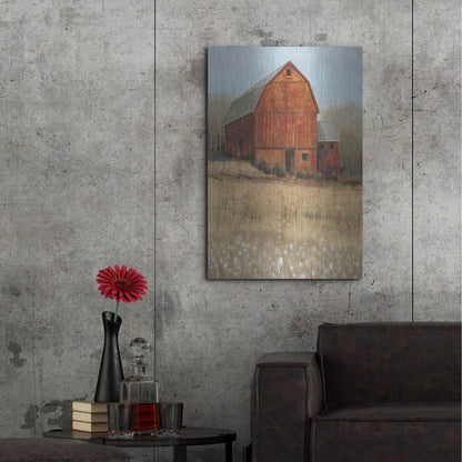 Luxe Metal Art 'Red Barn View I' by Tim O'Toole, Metal Wall Art,24x36