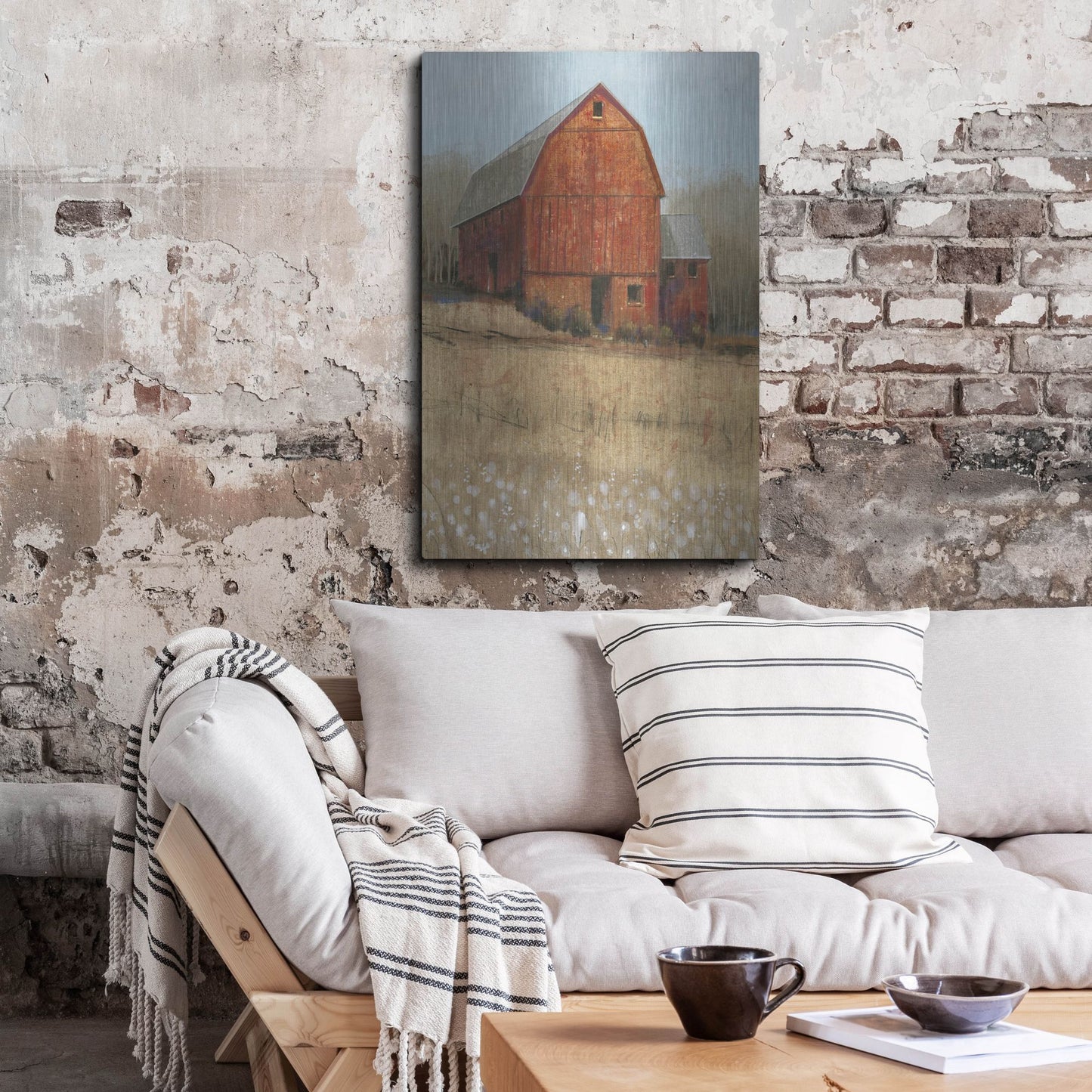 Luxe Metal Art 'Red Barn View I' by Tim O'Toole, Metal Wall Art,24x36