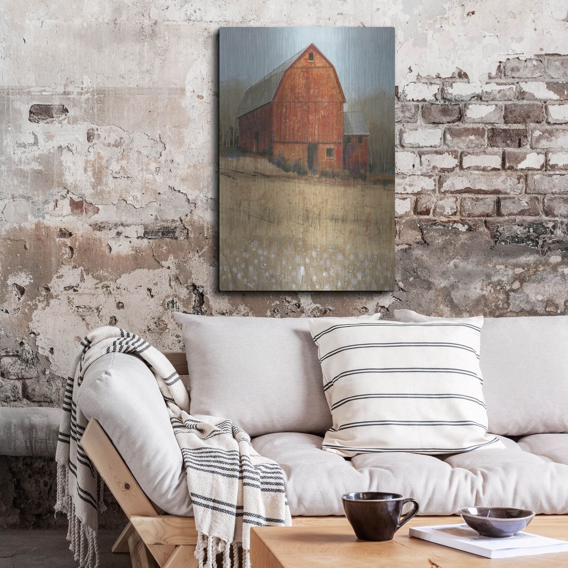 Luxe Metal Art 'Red Barn View I' by Tim O'Toole, Metal Wall Art,24x36