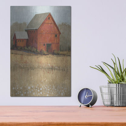 Luxe Metal Art 'Red Barn View II' by Tim O'Toole, Metal Wall Art,12x16