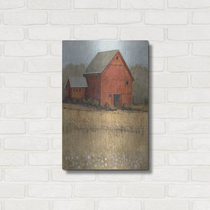 Luxe Metal Art 'Red Barn View II' by Tim O'Toole, Metal Wall Art,16x24