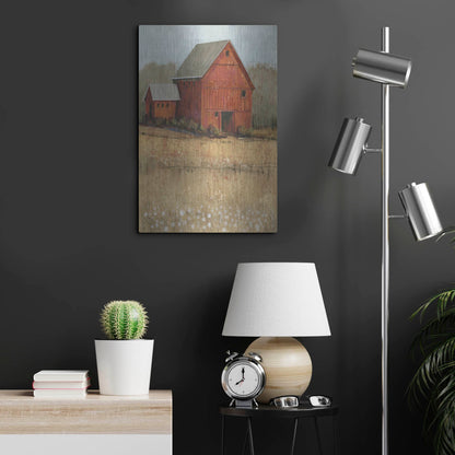 Luxe Metal Art 'Red Barn View II' by Tim O'Toole, Metal Wall Art,16x24