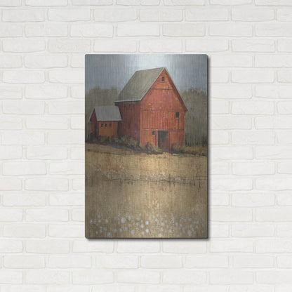 Luxe Metal Art 'Red Barn View II' by Tim O'Toole, Metal Wall Art,24x36