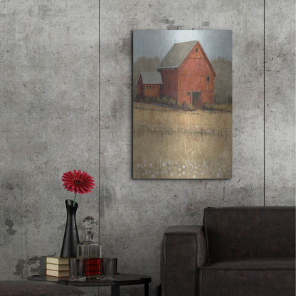 Luxe Metal Art 'Red Barn View II' by Tim O'Toole, Metal Wall Art,24x36
