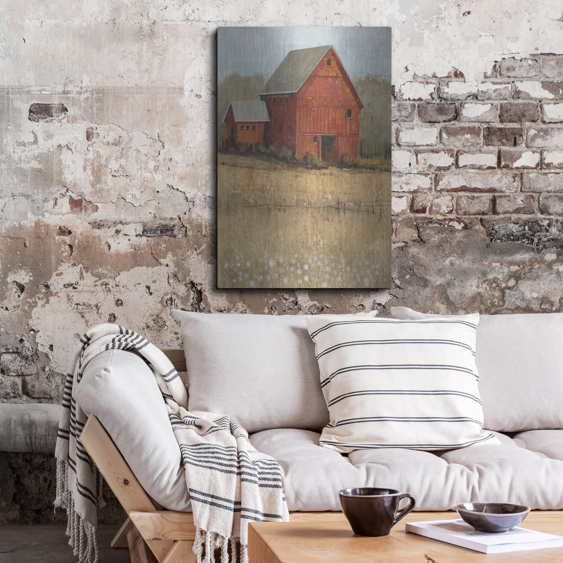 Luxe Metal Art 'Red Barn View II' by Tim O'Toole, Metal Wall Art,24x36
