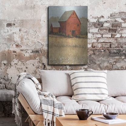 Luxe Metal Art 'Red Barn View II' by Tim O'Toole, Metal Wall Art,24x36