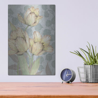 Luxe Metal Art 'Trois Fleurs II' by Tim O'Toole, Metal Wall Art,12x16