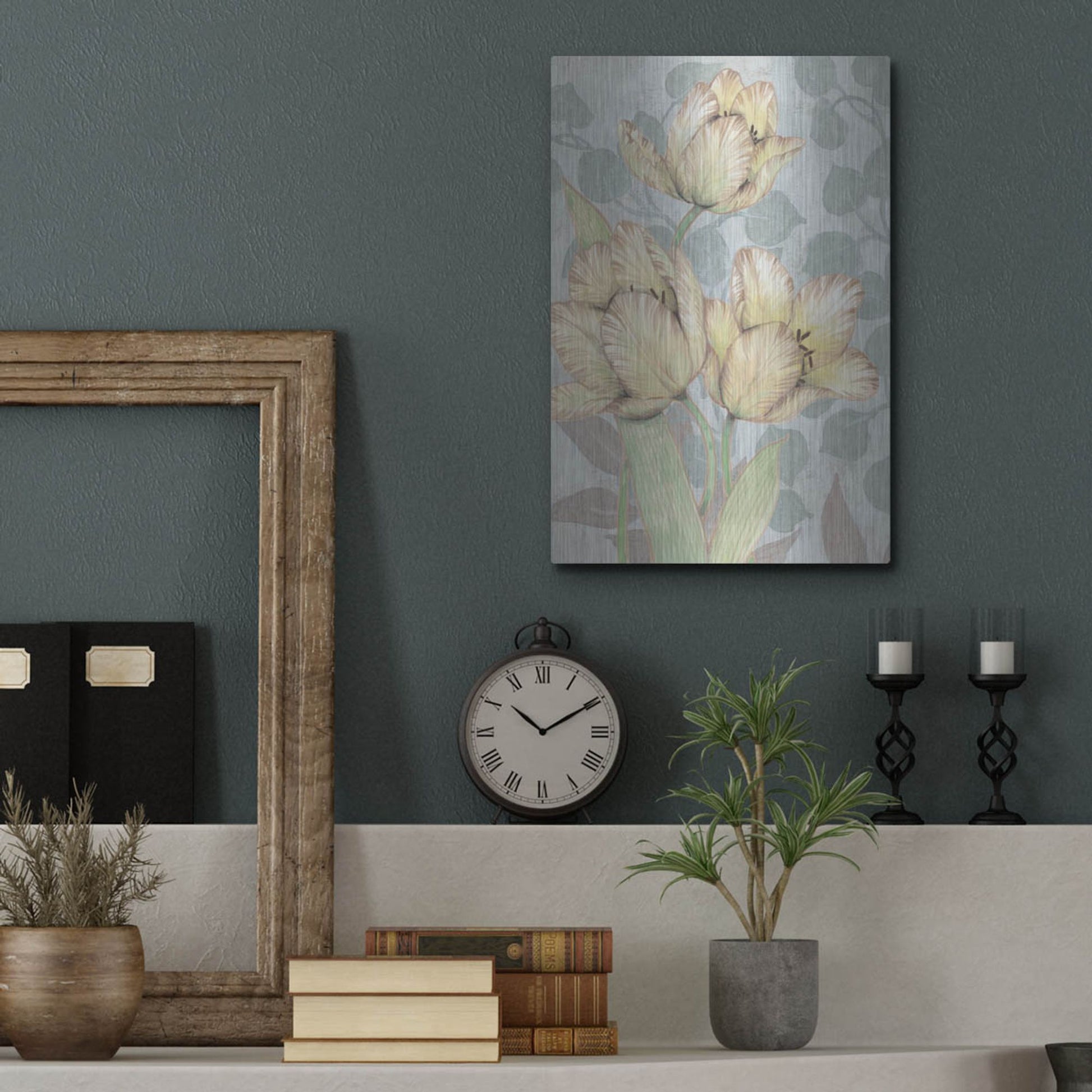 Luxe Metal Art 'Trois Fleurs II' by Tim O'Toole, Metal Wall Art,12x16