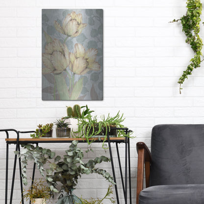 Luxe Metal Art 'Trois Fleurs II' by Tim O'Toole, Metal Wall Art,12x16