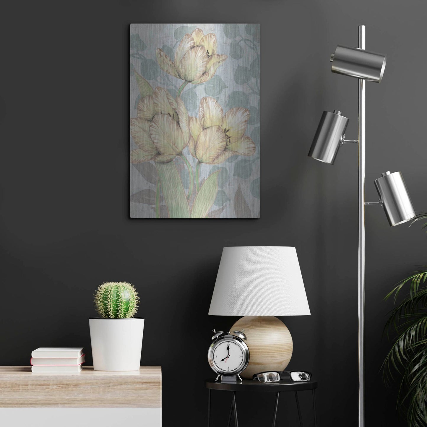 Luxe Metal Art 'Trois Fleurs II' by Tim O'Toole, Metal Wall Art,16x24