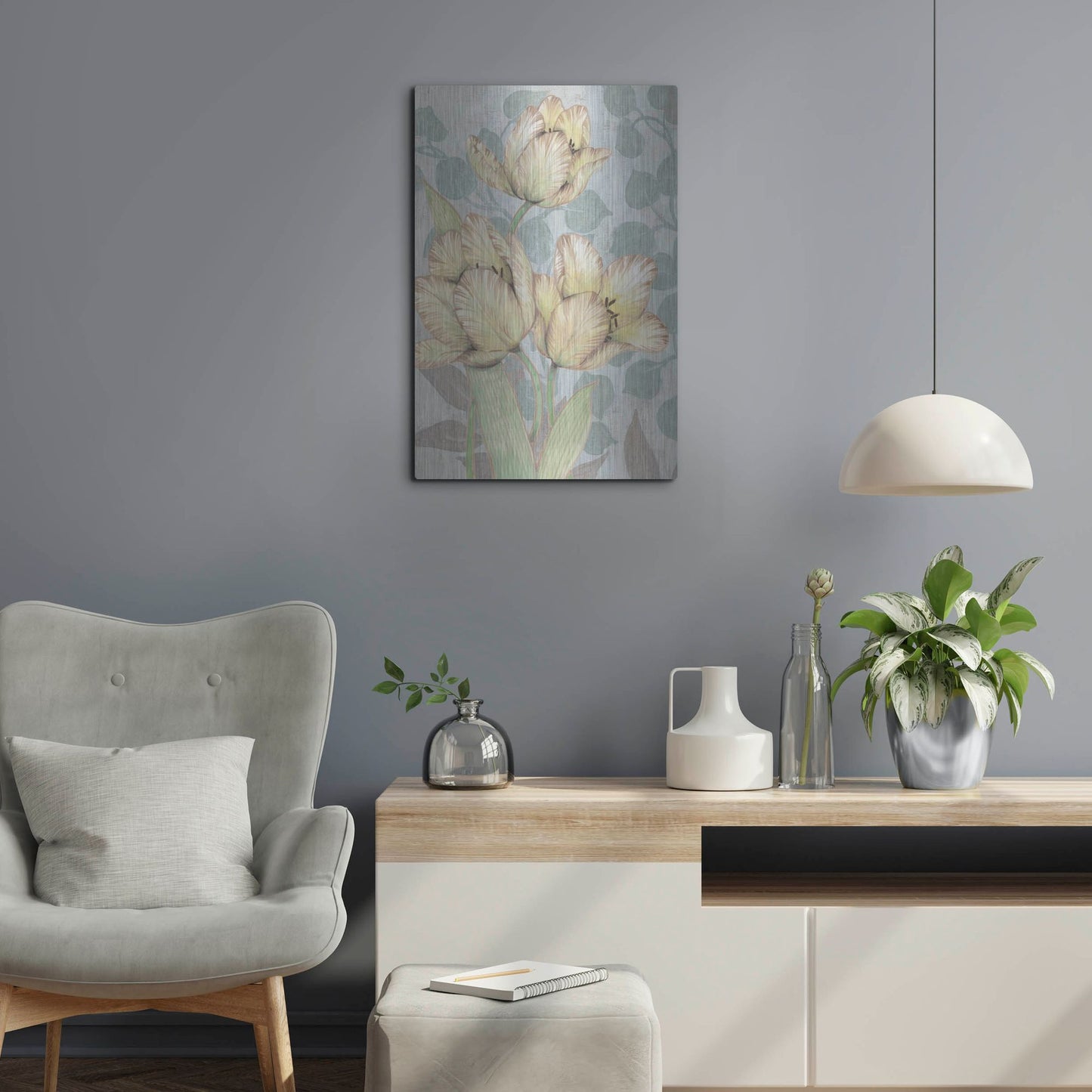 Luxe Metal Art 'Trois Fleurs II' by Tim O'Toole, Metal Wall Art,16x24
