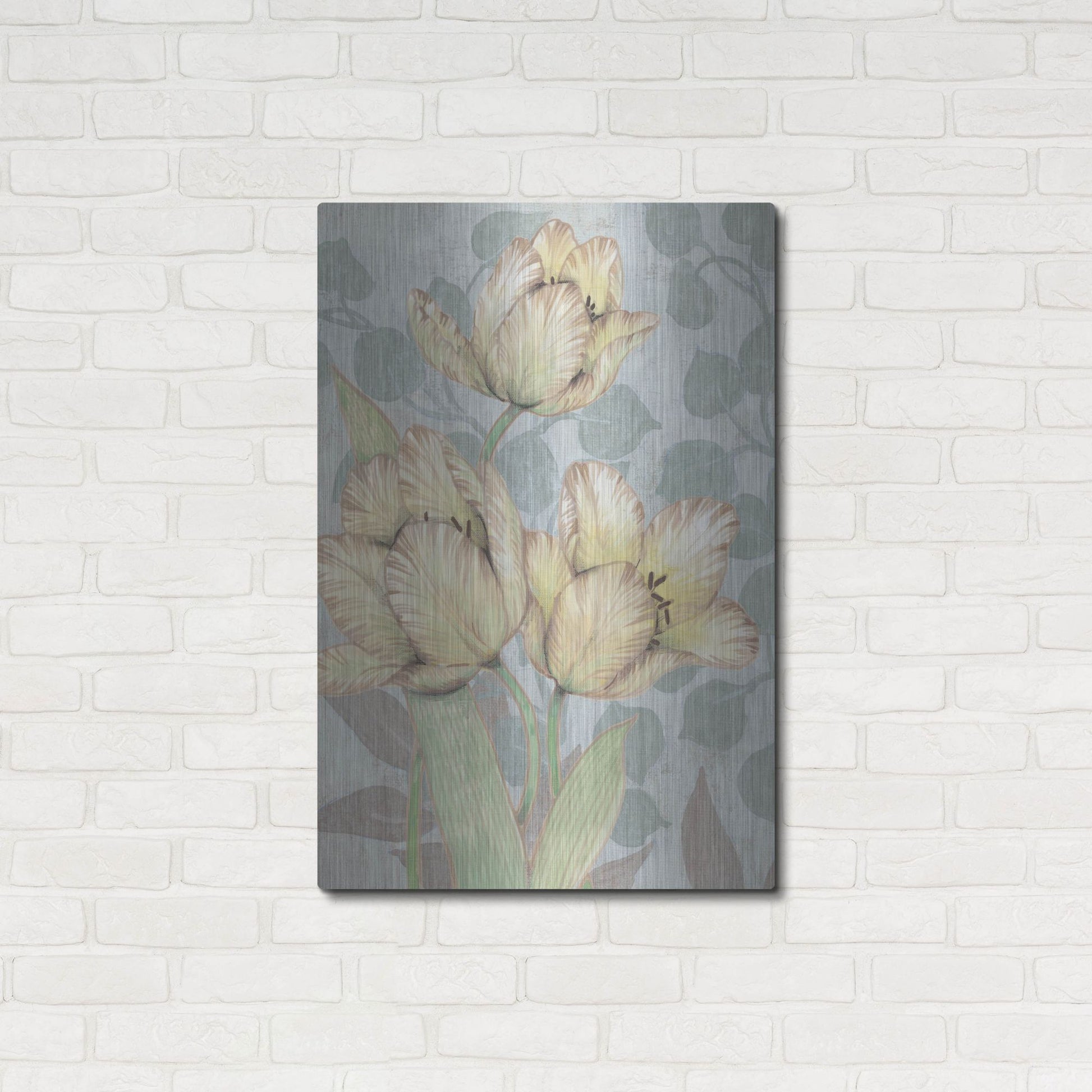 Luxe Metal Art 'Trois Fleurs II' by Tim O'Toole, Metal Wall Art,24x36