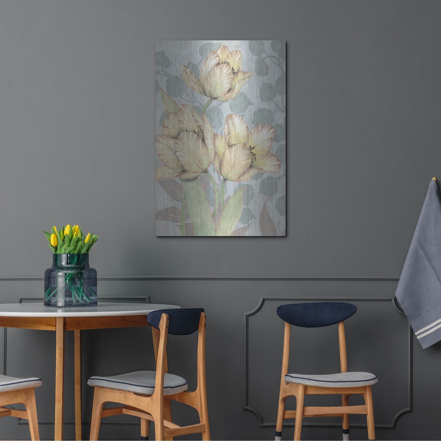Luxe Metal Art 'Trois Fleurs II' by Tim O'Toole, Metal Wall Art,24x36