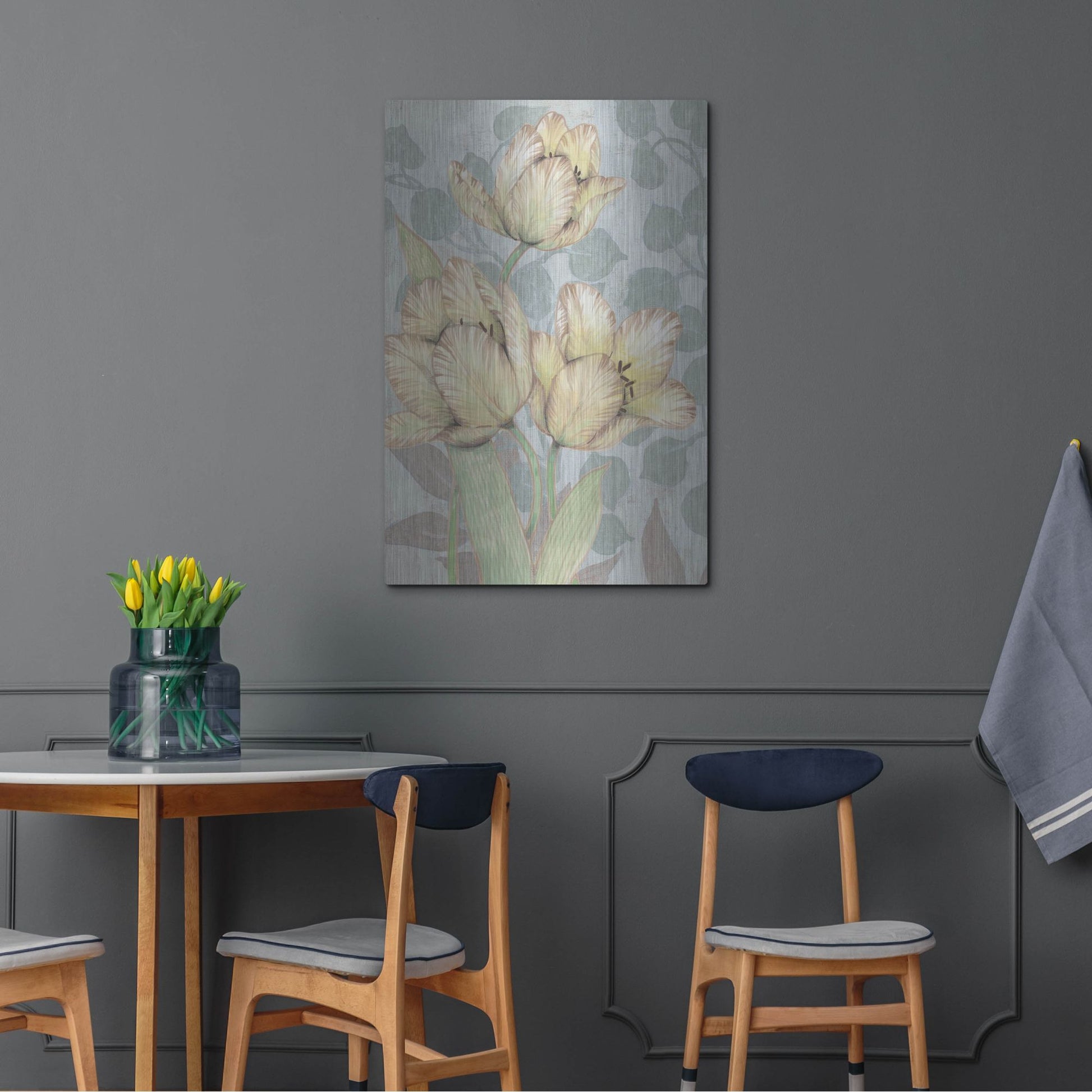 Luxe Metal Art 'Trois Fleurs II' by Tim O'Toole, Metal Wall Art,24x36
