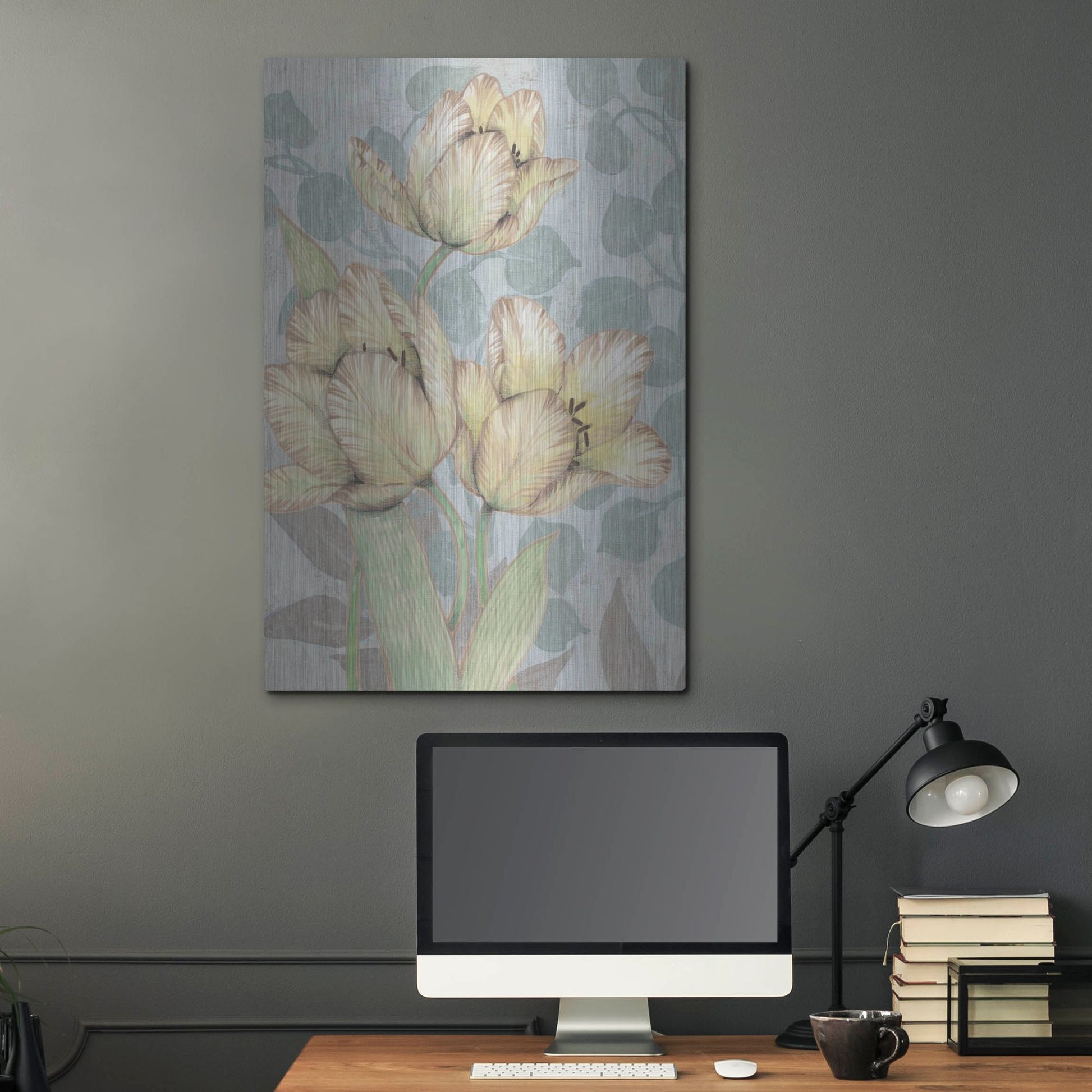 Luxe Metal Art 'Trois Fleurs II' by Tim O'Toole, Metal Wall Art,24x36