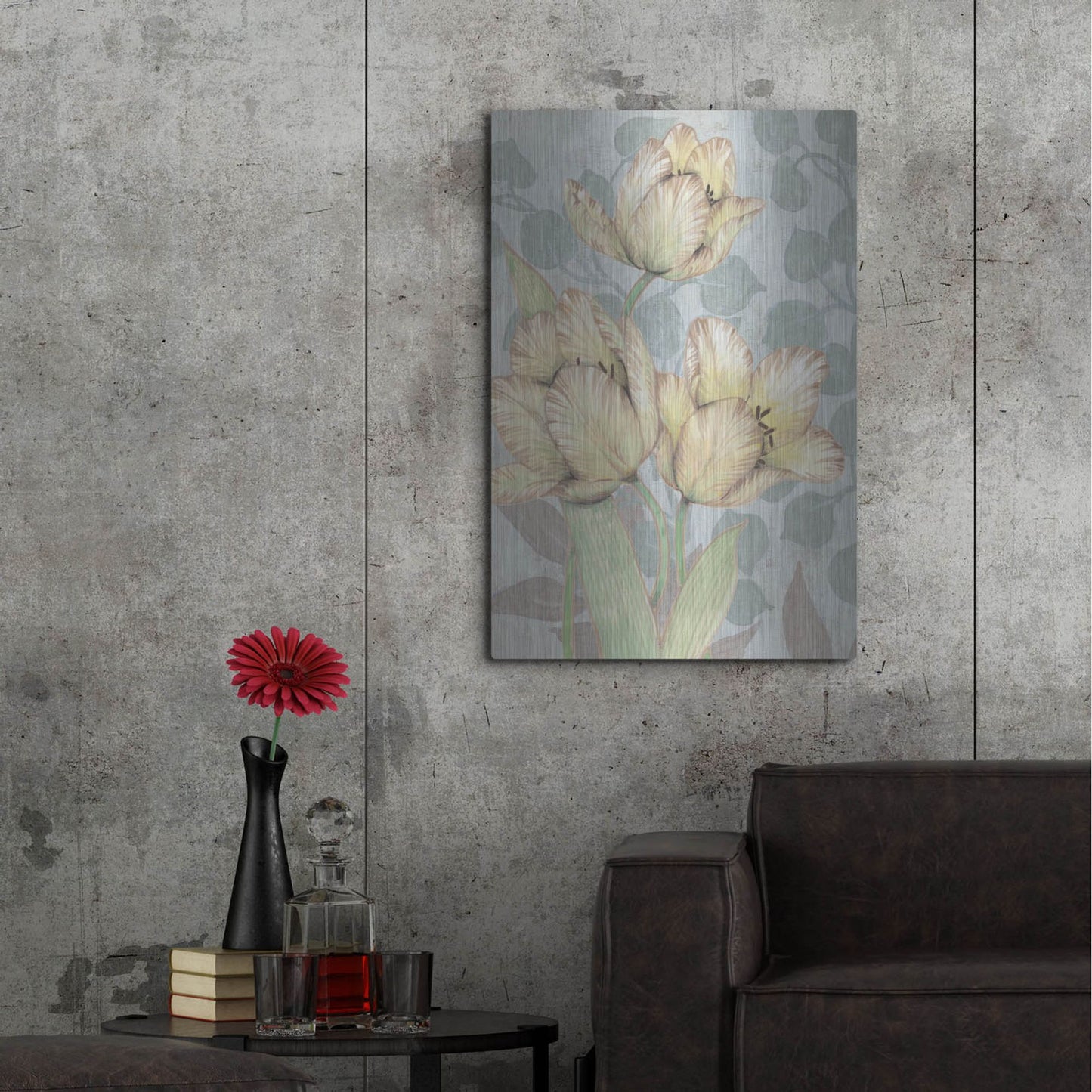 Luxe Metal Art 'Trois Fleurs II' by Tim O'Toole, Metal Wall Art,24x36