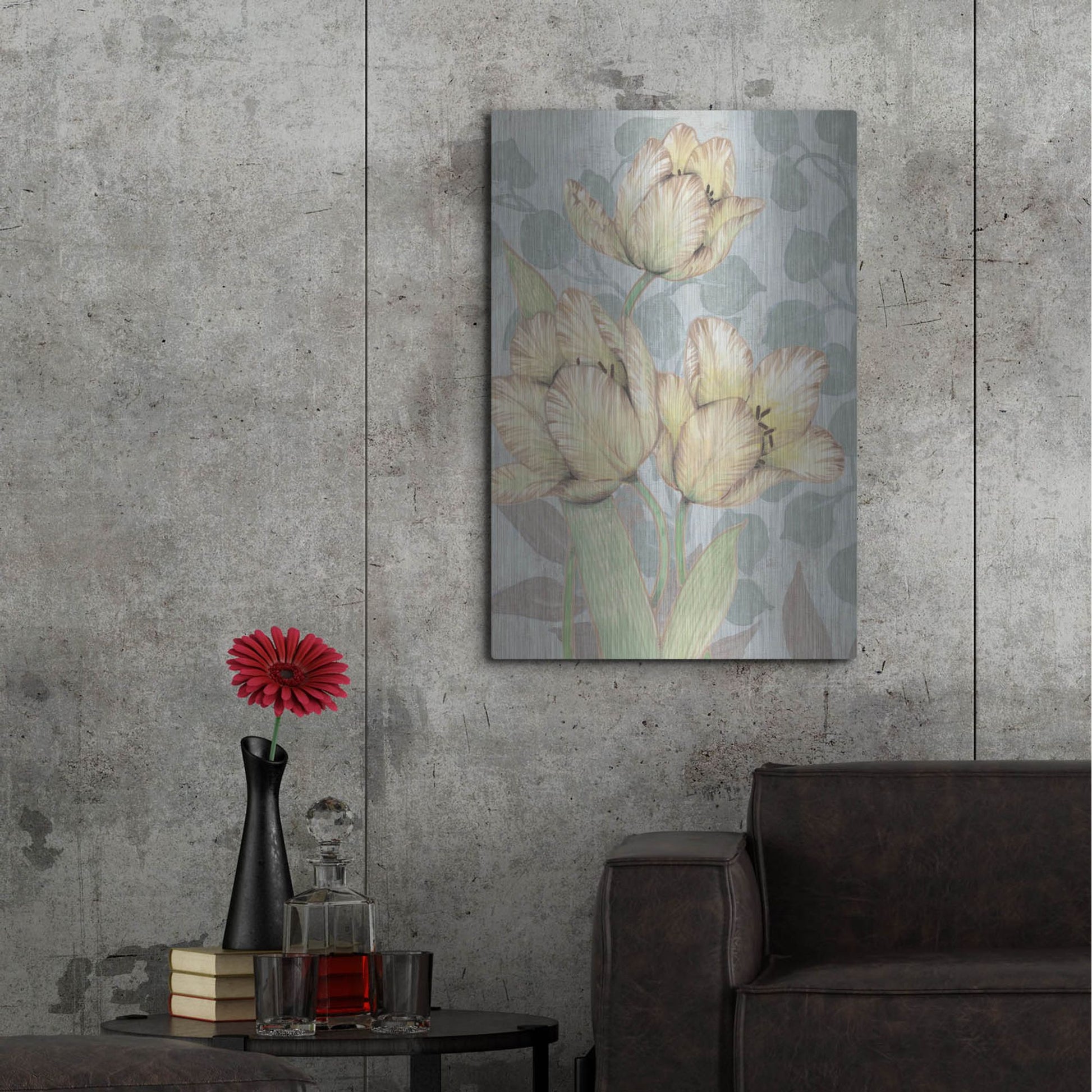 Luxe Metal Art 'Trois Fleurs II' by Tim O'Toole, Metal Wall Art,24x36