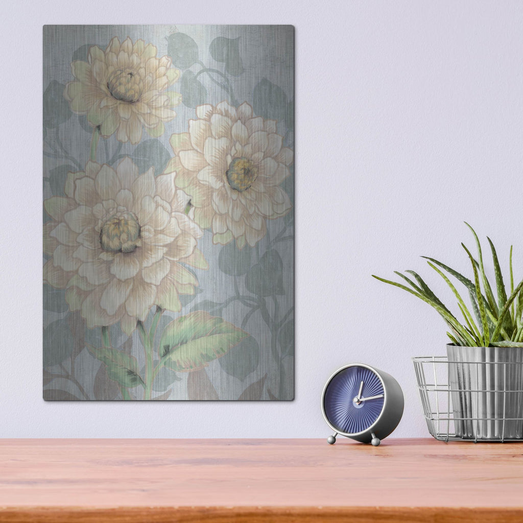 Luxe Metal Art 'Trois Fleurs III' by Tim O'Toole, Metal Wall Art,12x16