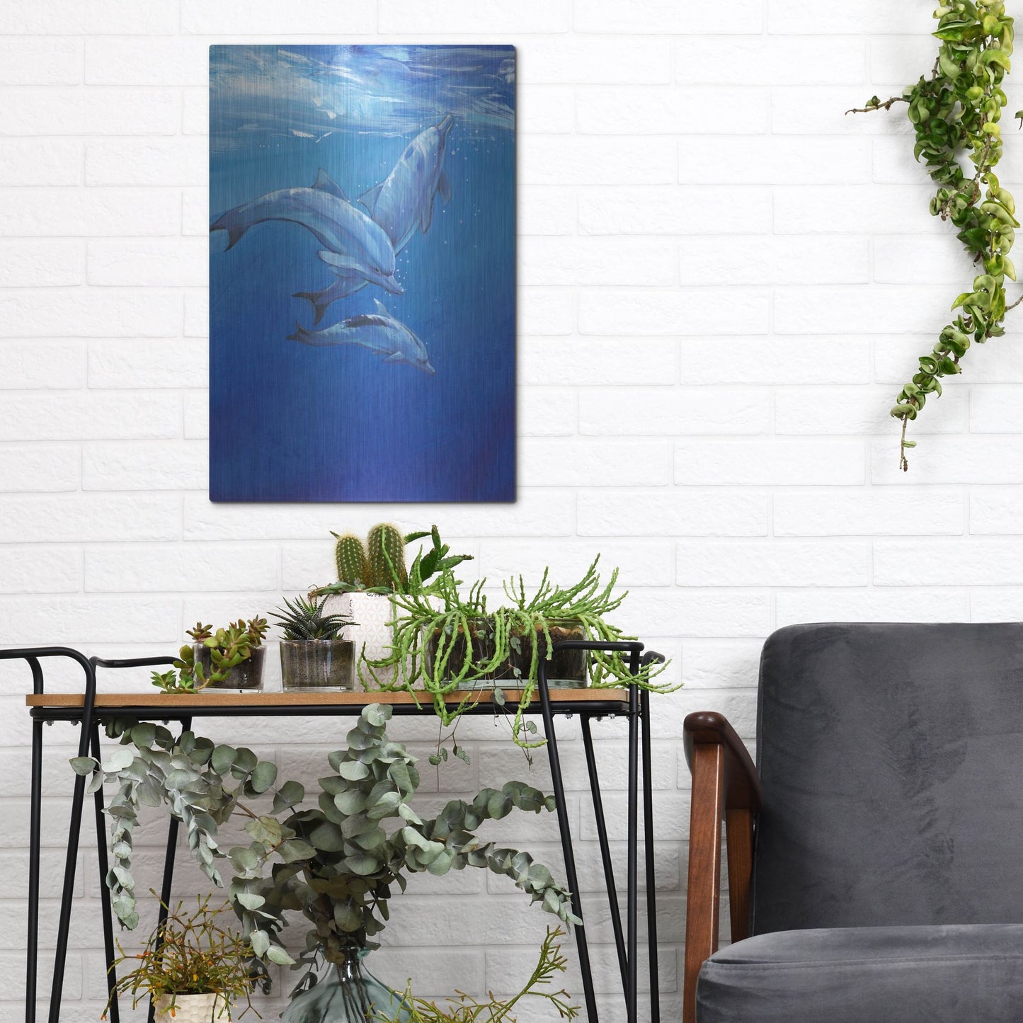 Luxe Metal Art 'Under Sea Dolphins' by Tim O'Toole, Metal Wall Art,12x16