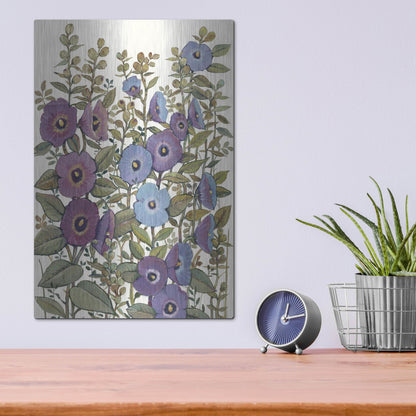 Luxe Metal Art 'Hollyhocks in Bloom I' by Tim O'Toole, Metal Wall Art,12x16