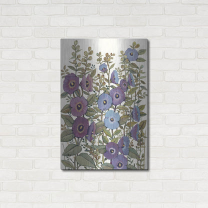 Luxe Metal Art 'Hollyhocks in Bloom I' by Tim O'Toole, Metal Wall Art,24x36