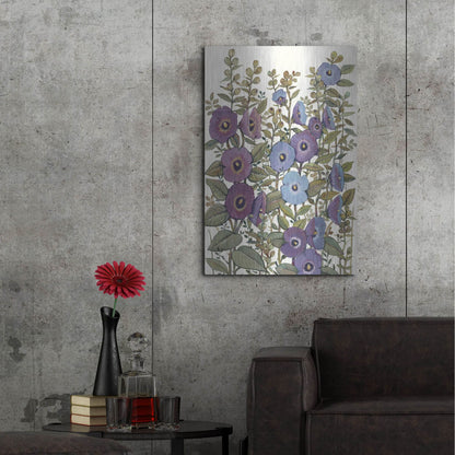 Luxe Metal Art 'Hollyhocks in Bloom I' by Tim O'Toole, Metal Wall Art,24x36