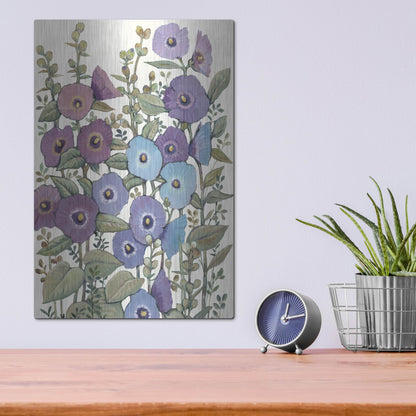 Luxe Metal Art 'Hollyhocks in Bloom II' by Tim O'Toole, Metal Wall Art,12x16