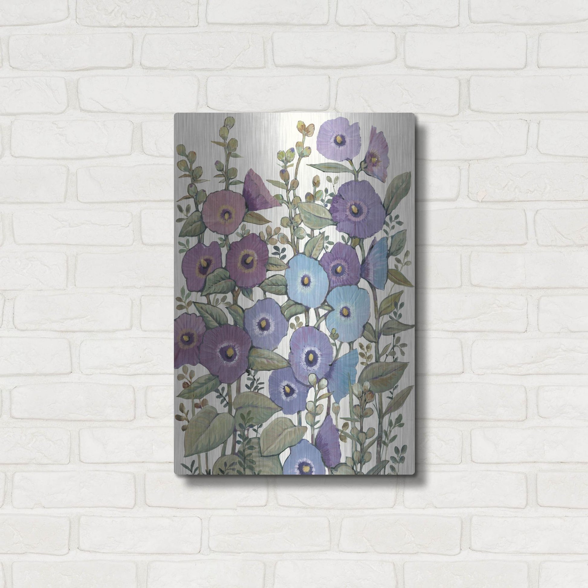 Luxe Metal Art 'Hollyhocks in Bloom II' by Tim O'Toole, Metal Wall Art,16x24