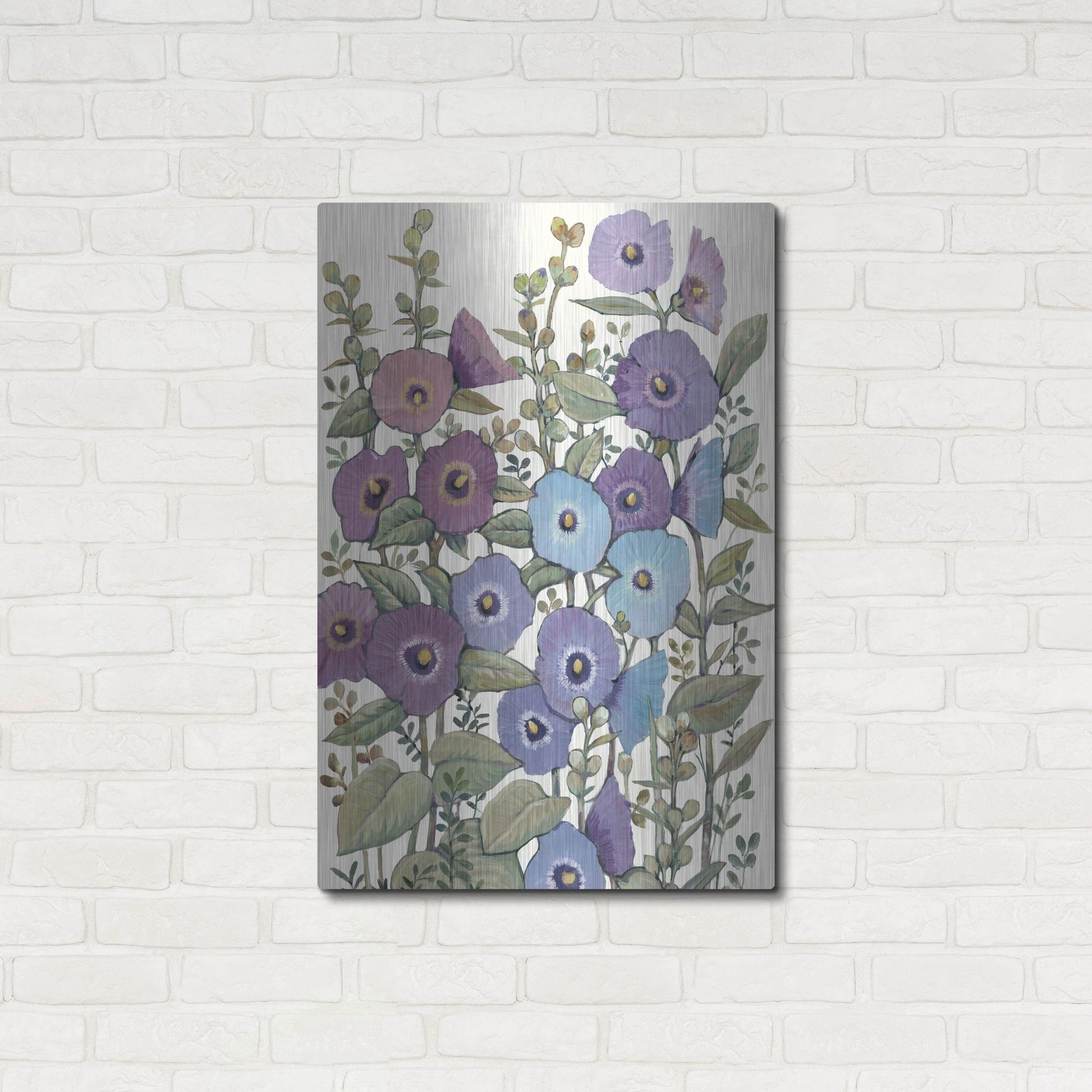 Luxe Metal Art 'Hollyhocks in Bloom II' by Tim O'Toole, Metal Wall Art,24x36