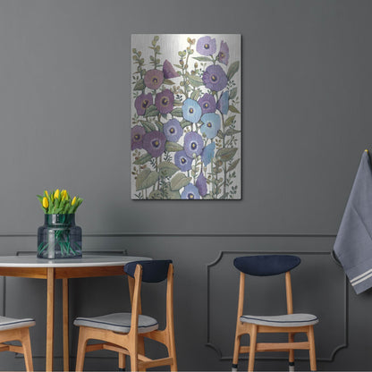 Luxe Metal Art 'Hollyhocks in Bloom II' by Tim O'Toole, Metal Wall Art,24x36