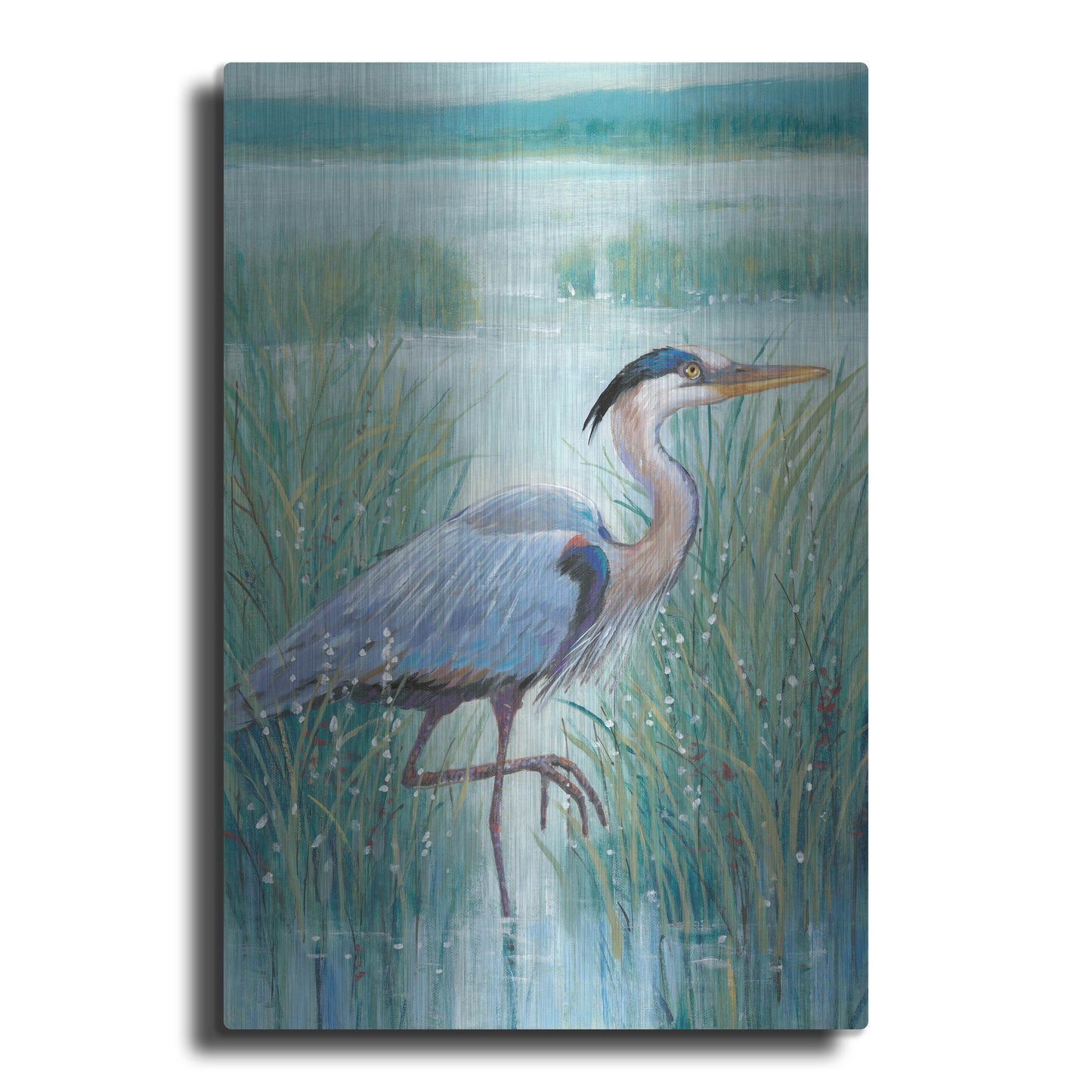 Luxe Metal Art 'Wetland Heron I' by Tim O'Toole, Metal Wall Art