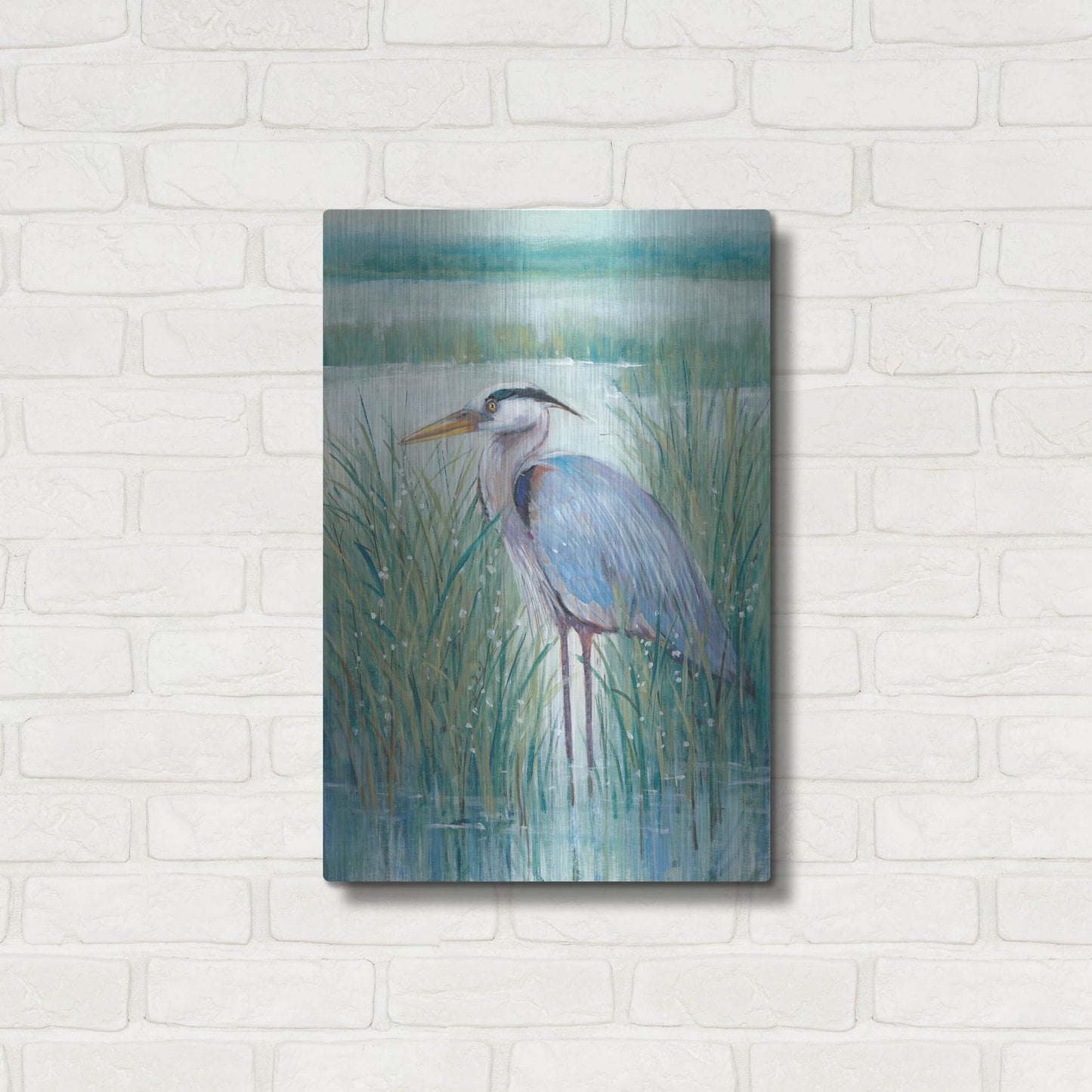 Luxe Metal Art 'Wetland Heron II' by Tim O'Toole, Metal Wall Art,16x24