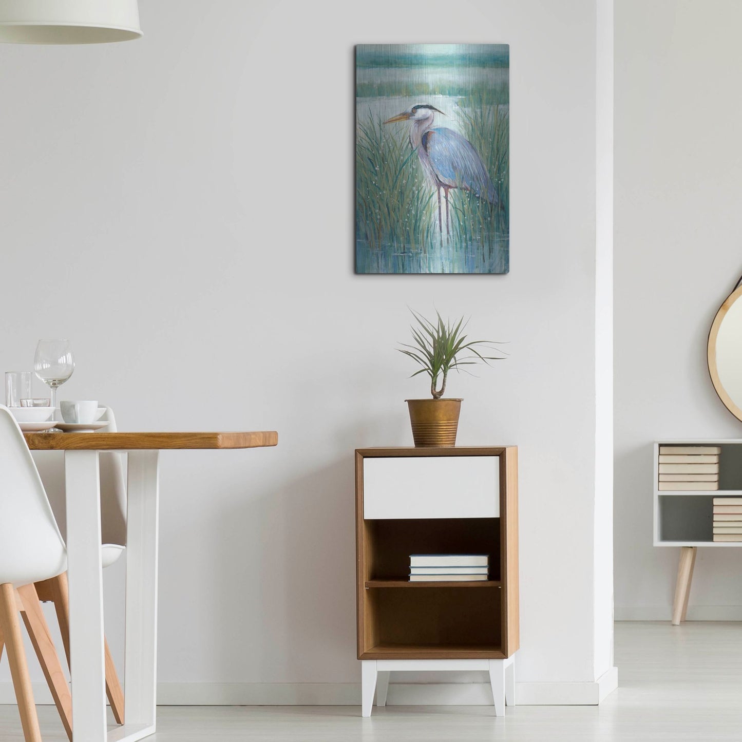 Luxe Metal Art 'Wetland Heron II' by Tim O'Toole, Metal Wall Art,16x24