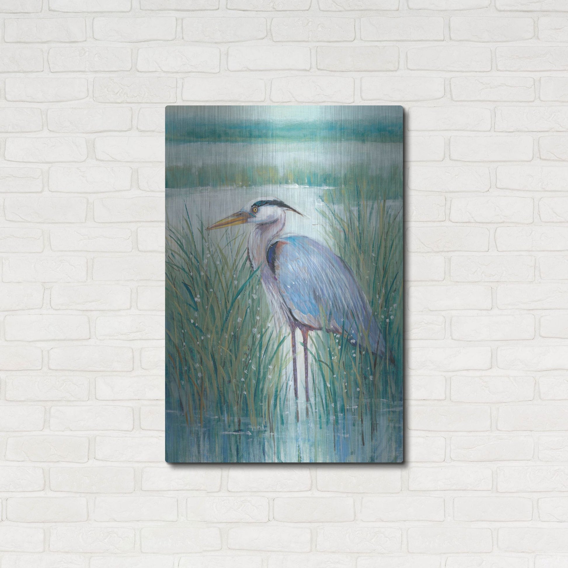 Luxe Metal Art 'Wetland Heron II' by Tim O'Toole, Metal Wall Art,24x36
