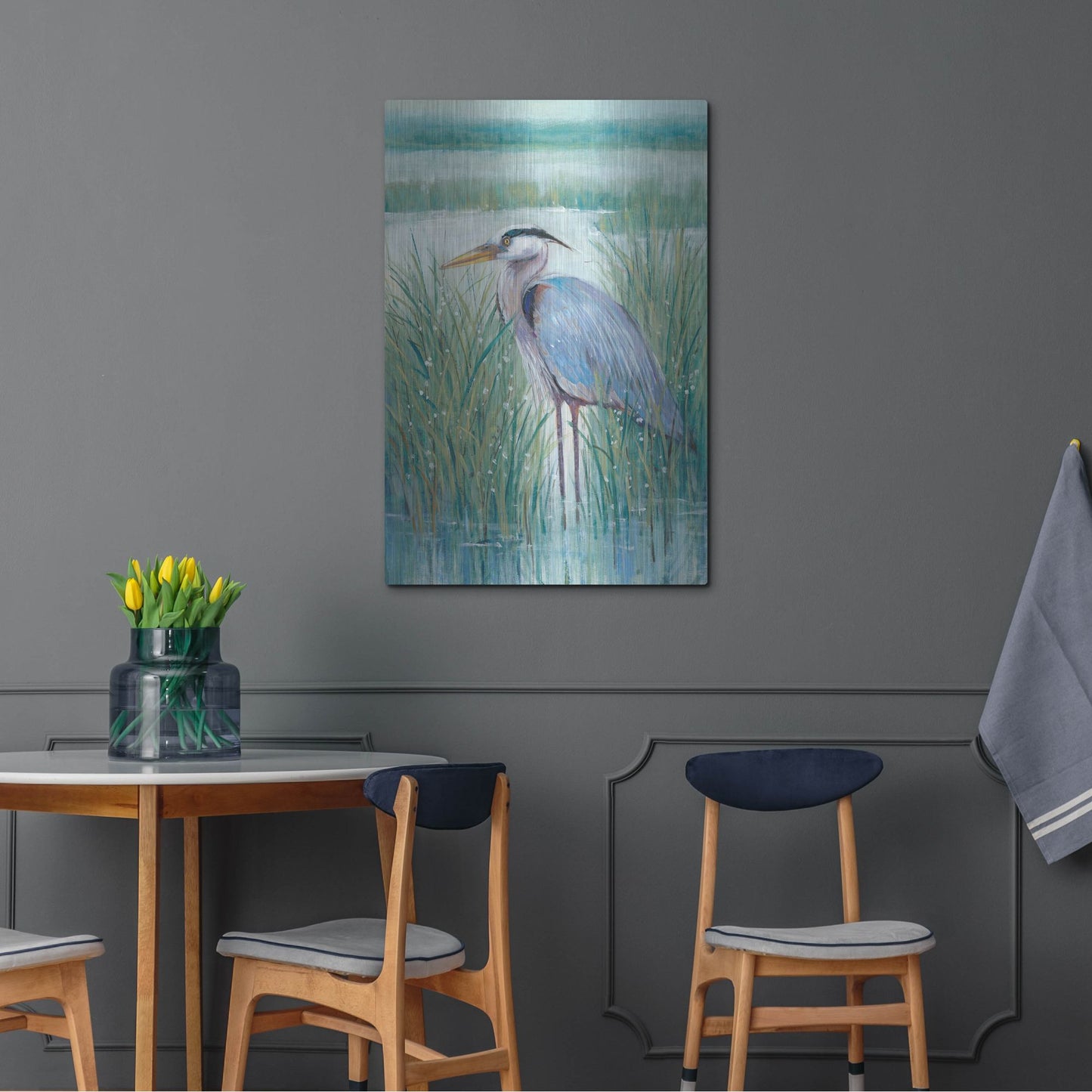 Luxe Metal Art 'Wetland Heron II' by Tim O'Toole, Metal Wall Art,24x36