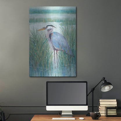 Luxe Metal Art 'Wetland Heron II' by Tim O'Toole, Metal Wall Art,24x36