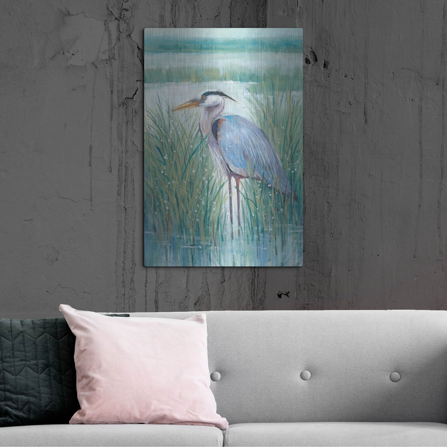 Luxe Metal Art 'Wetland Heron II' by Tim O'Toole, Metal Wall Art,24x36