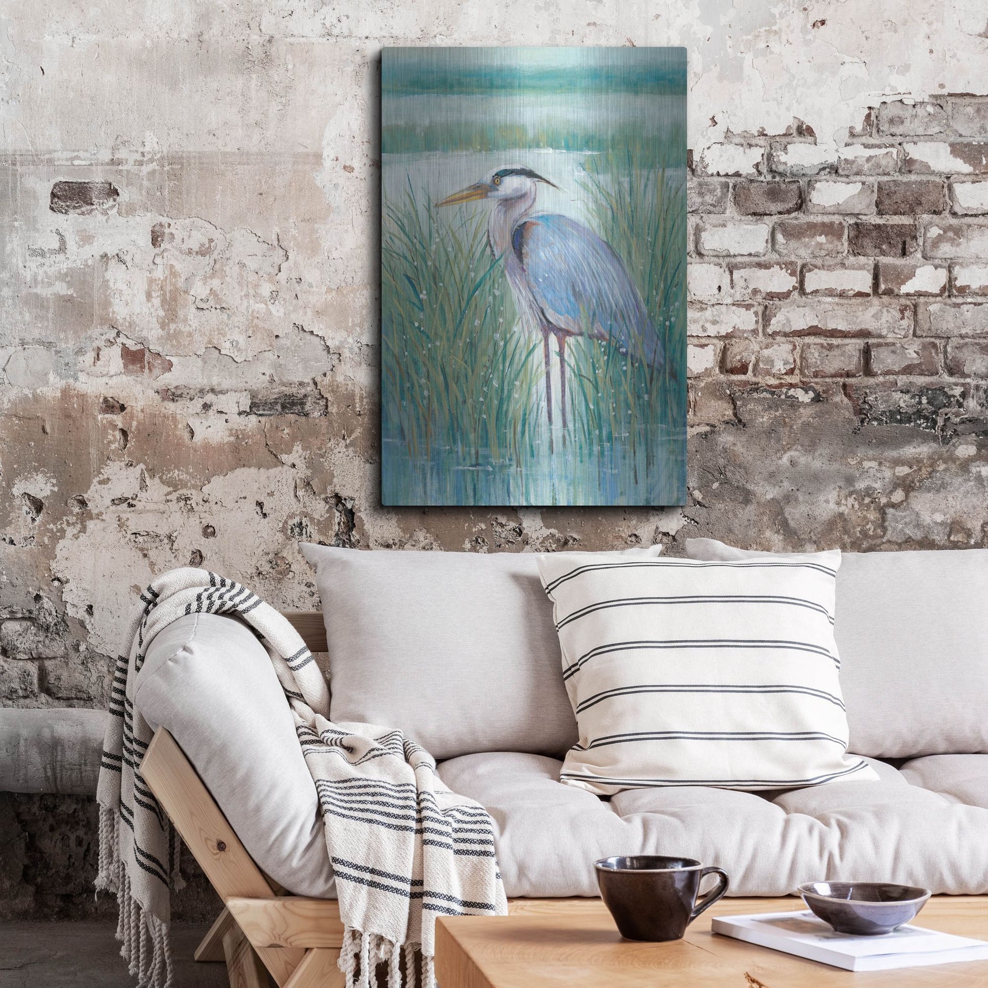 Luxe Metal Art 'Wetland Heron II' by Tim O'Toole, Metal Wall Art,24x36