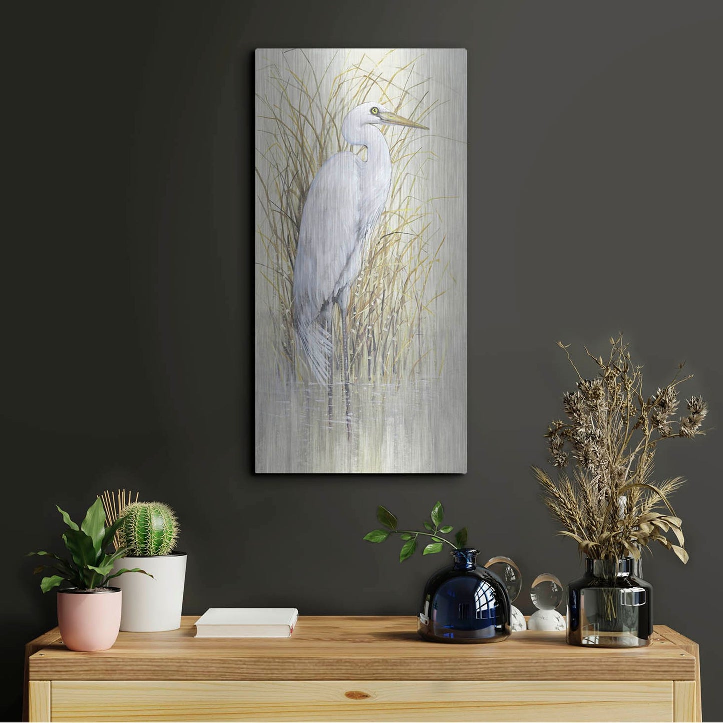 Luxe Metal Art 'Wading I' by Tim O'Toole, Metal Wall Art,12x24