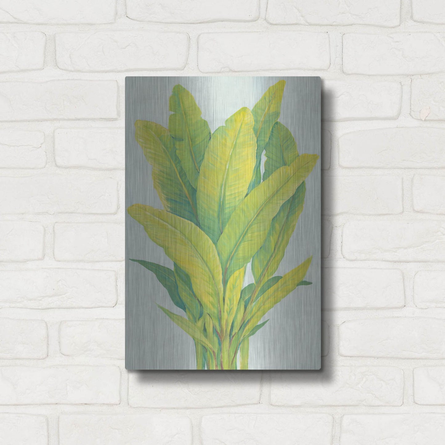 Luxe Metal Art 'Chartreuse Tropical Foliage I' by Tim O'Toole, Metal Wall Art,12x16