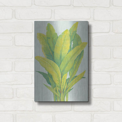 Luxe Metal Art 'Chartreuse Tropical Foliage I' by Tim O'Toole, Metal Wall Art,12x16