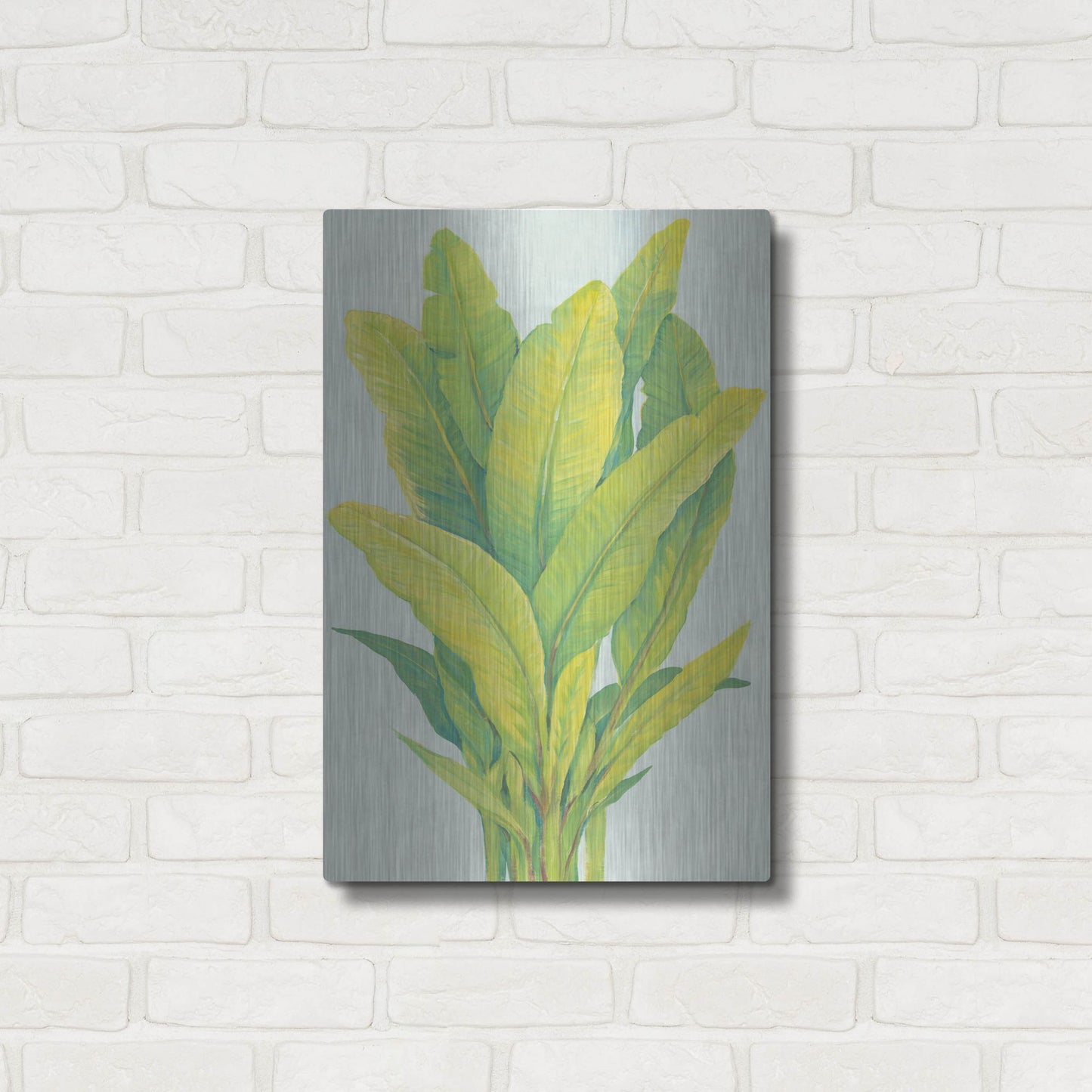 Luxe Metal Art 'Chartreuse Tropical Foliage I' by Tim O'Toole, Metal Wall Art,16x24
