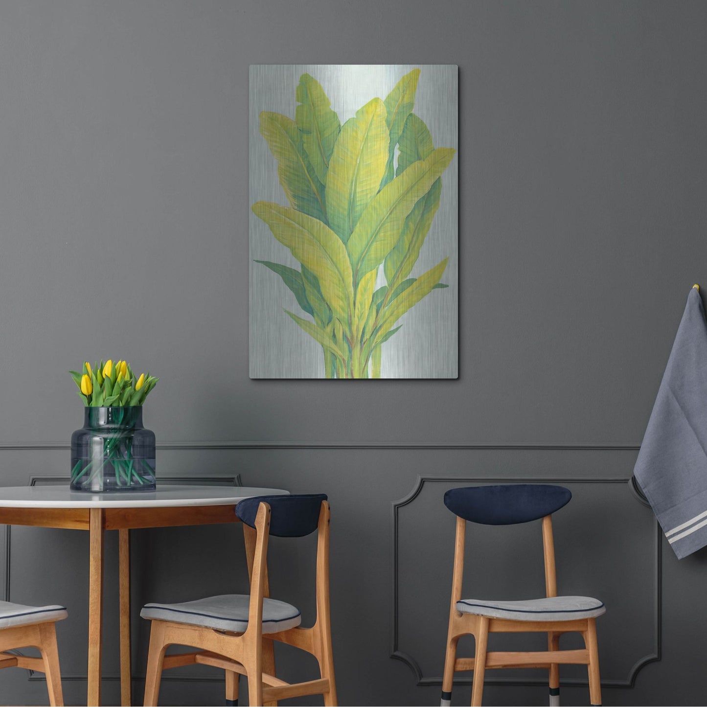 Luxe Metal Art 'Chartreuse Tropical Foliage I' by Tim O'Toole, Metal Wall Art,24x36
