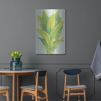 Luxe Metal Art 'Chartreuse Tropical Foliage I' by Tim O'Toole, Metal Wall Art,24x36