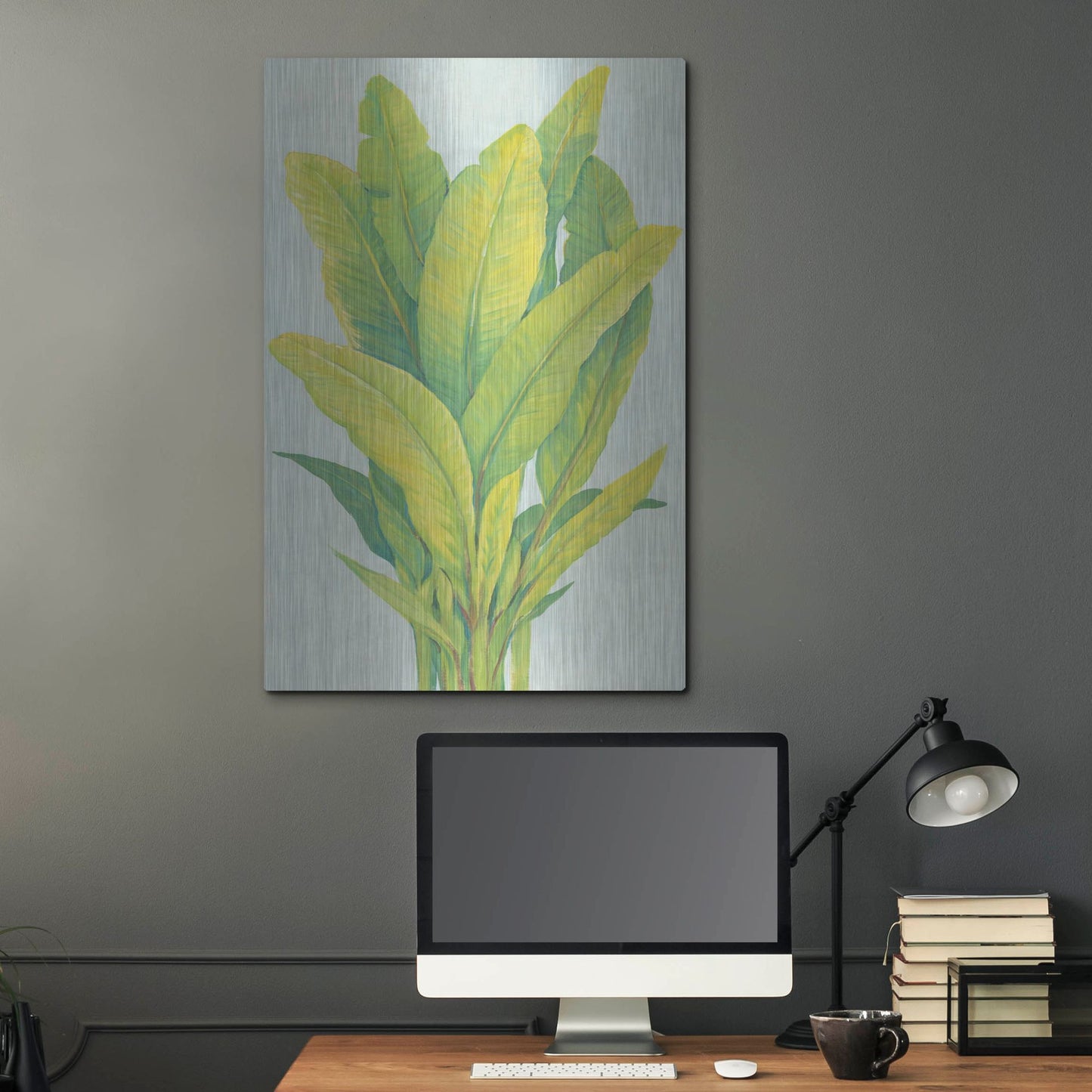 Luxe Metal Art 'Chartreuse Tropical Foliage I' by Tim O'Toole, Metal Wall Art,24x36